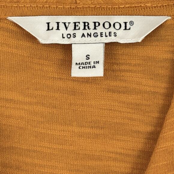 Liverpool Los Angeles Slub Jersey Faux Wrap Top S Rich Gold Modal Cotton NWT - Picture 2 of 12